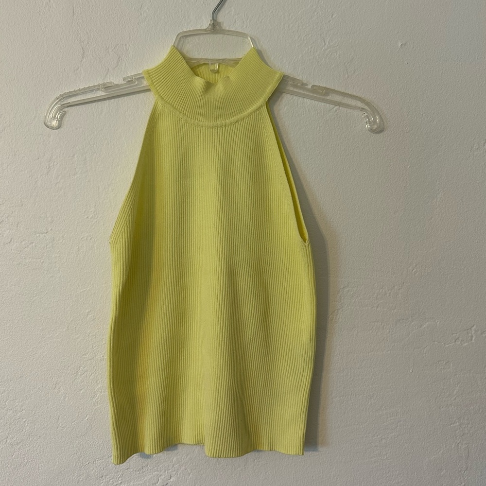 Zara Knit Light Yellow Lemon Sleeveless Blouse Top Tank Sexy Y2K 90s Small S